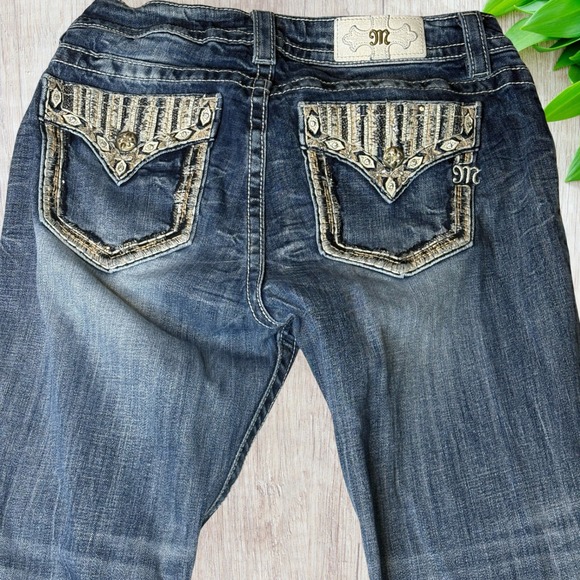 Miss Me Jeans Size 31 Embellished Pockets Dark Wash Denim - Picture 6 of 12